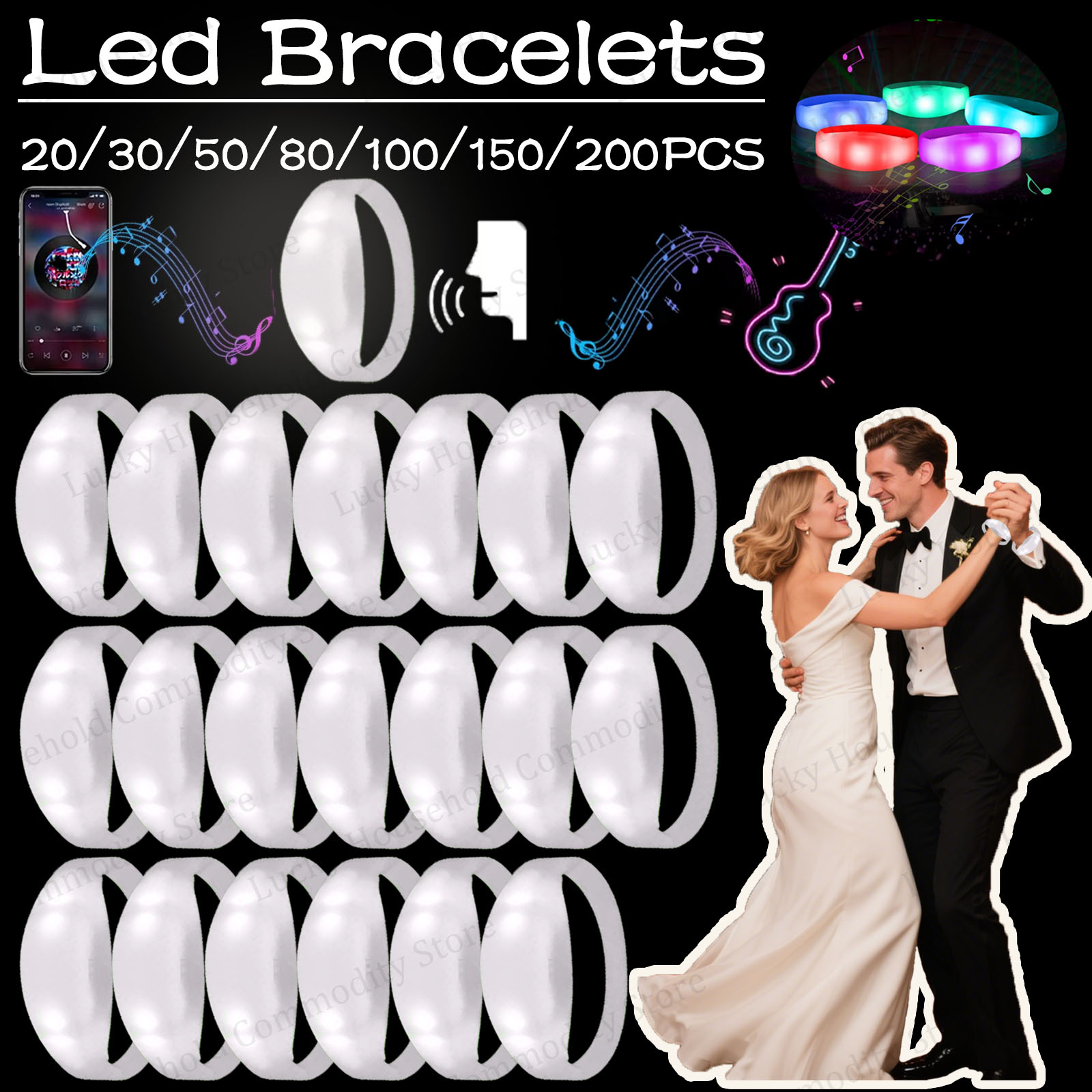 Audio Music Dj - 20-100 Buah Gelang Led Yang Diaktifkan
