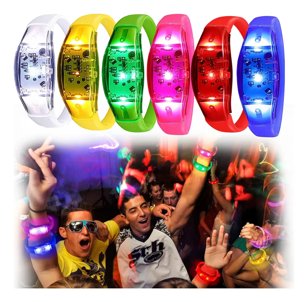 Audio Music Dj - 6PCS Gelang LED Aktif Suara dengan