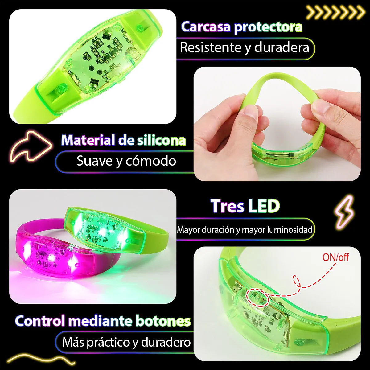 6PCS Gelang LED Aktif Suara de - Audio Music Dj ulasan dan harga